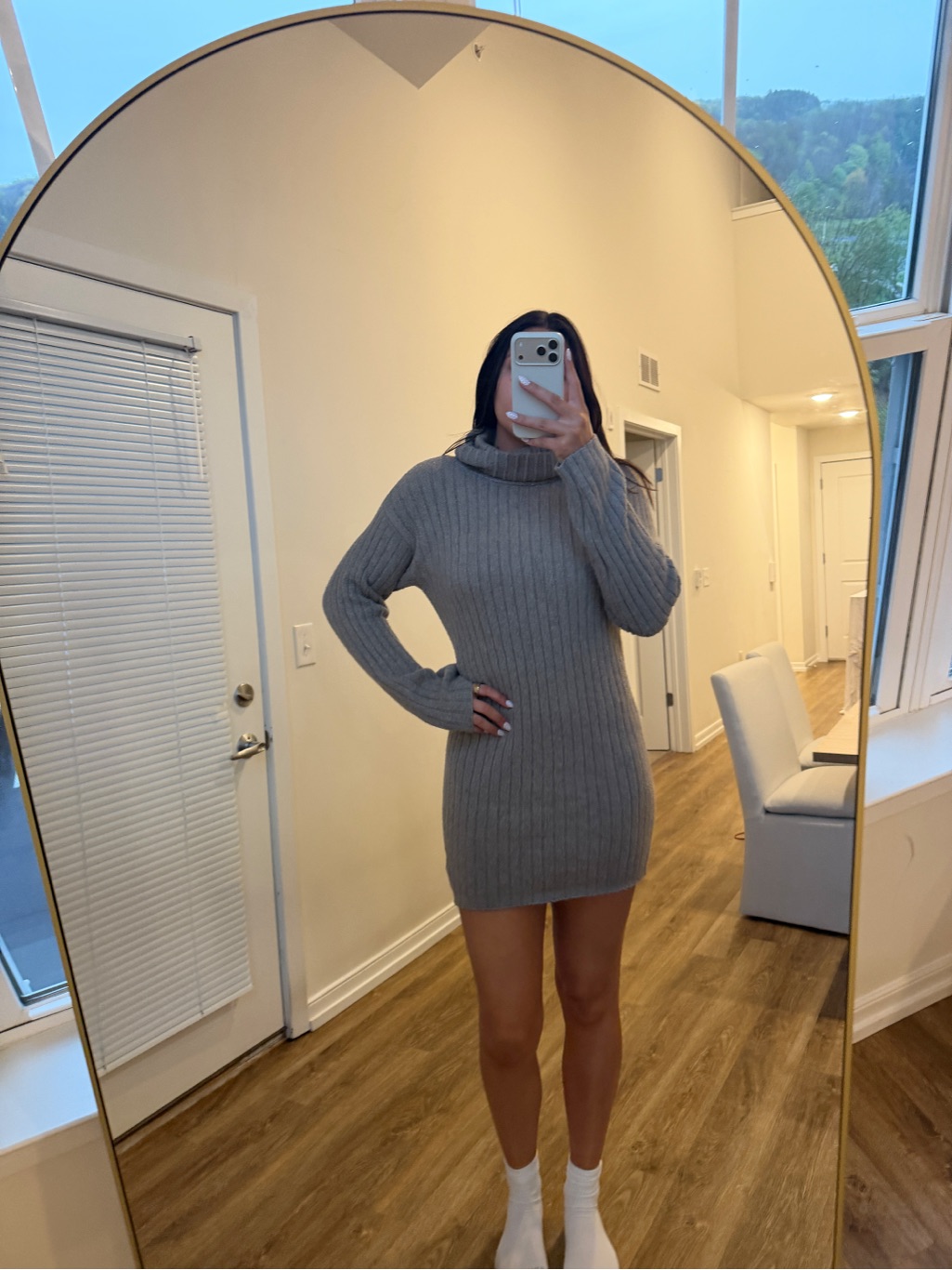 Ae Turtleneck Sweater Dress - Light Brown